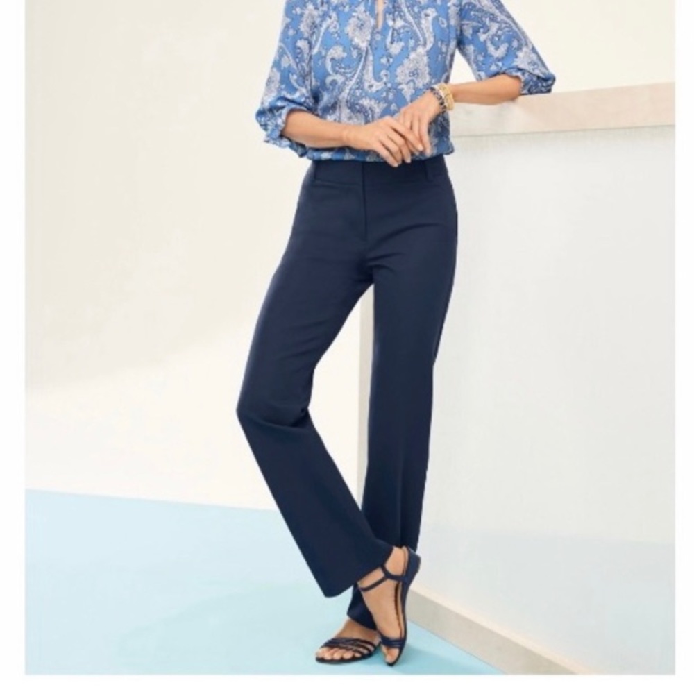 Talbots Newport Pant Navy Size 12 Straight Trouser Leg